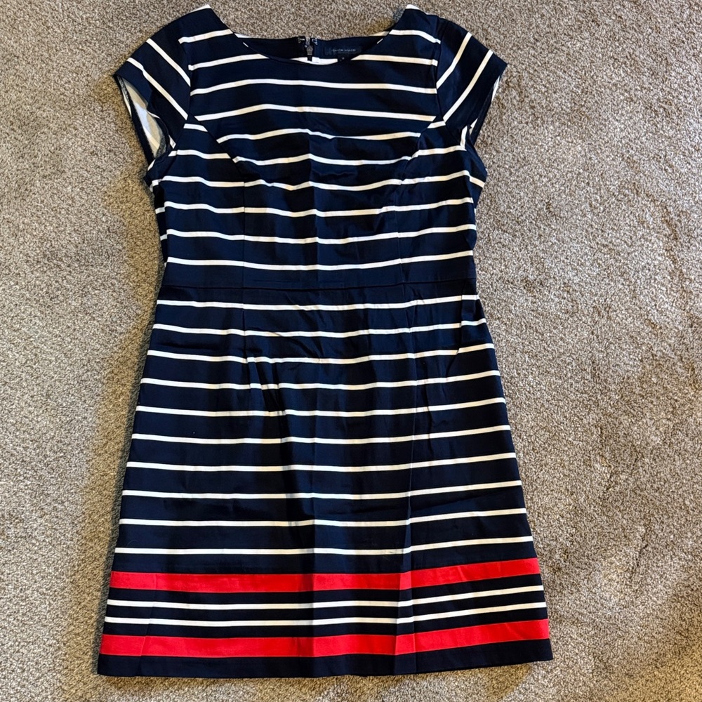 Tommy Hilfiger Navy and Red Striped Dress
